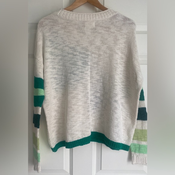 LOFT Lou & Grey Palm Leaf Sweater Size S Cotton Blend Casual Summer White Green - Picture 5 of 16